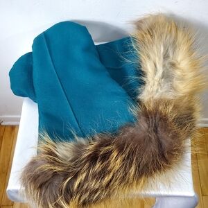 Vintage Handmade for extreme Cold Winter Fox Fur Gloves
